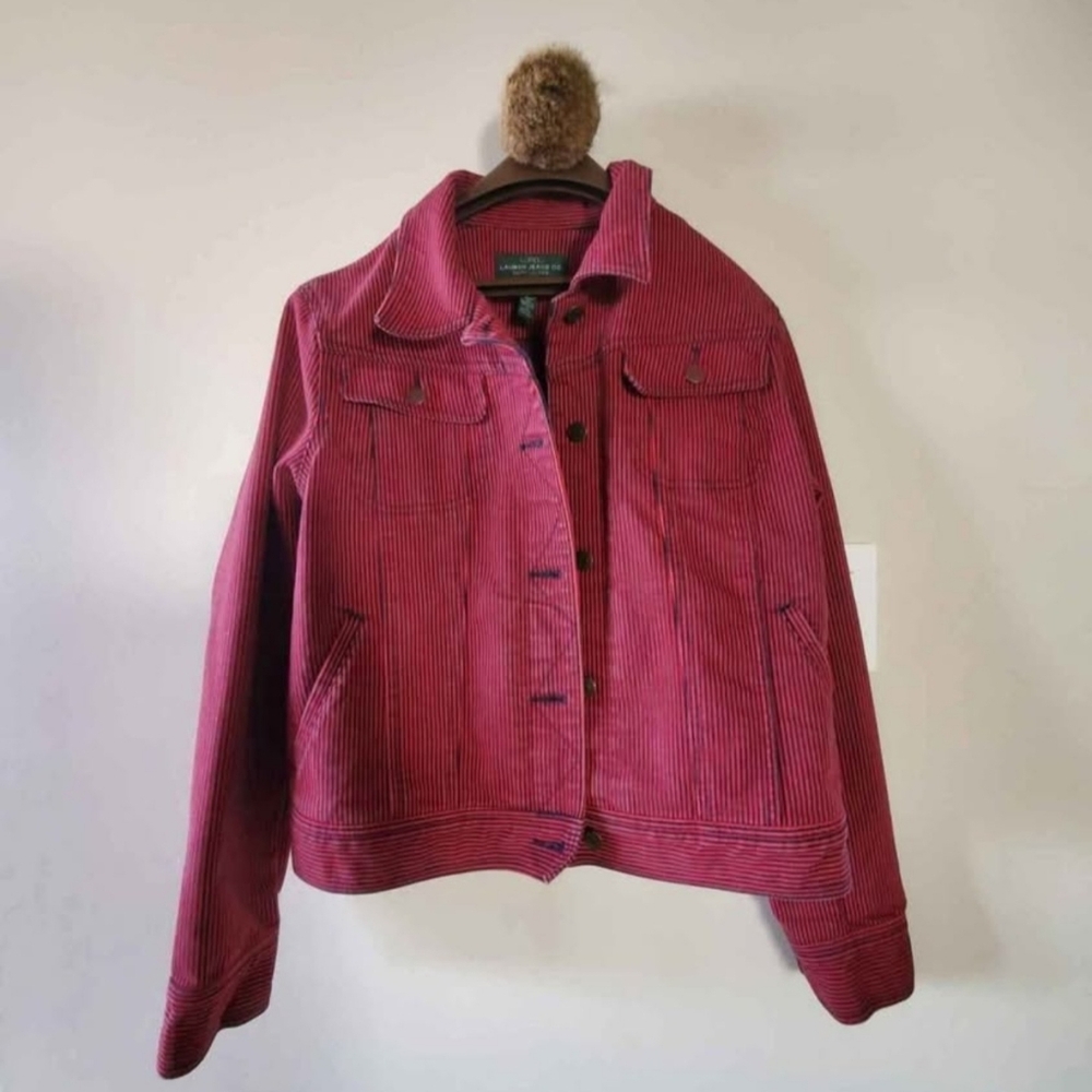 Red Striped Womens Jacket - Picture 2 of 4